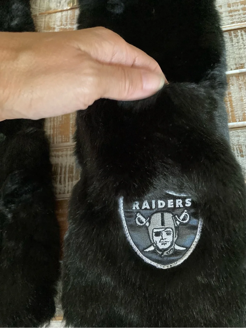NFL Raiders Black Faux Fur Scarf / Wrap